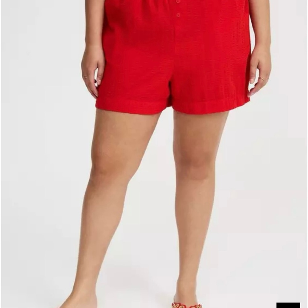 Torrid Red Seersucker High Rise Boxer Shorts